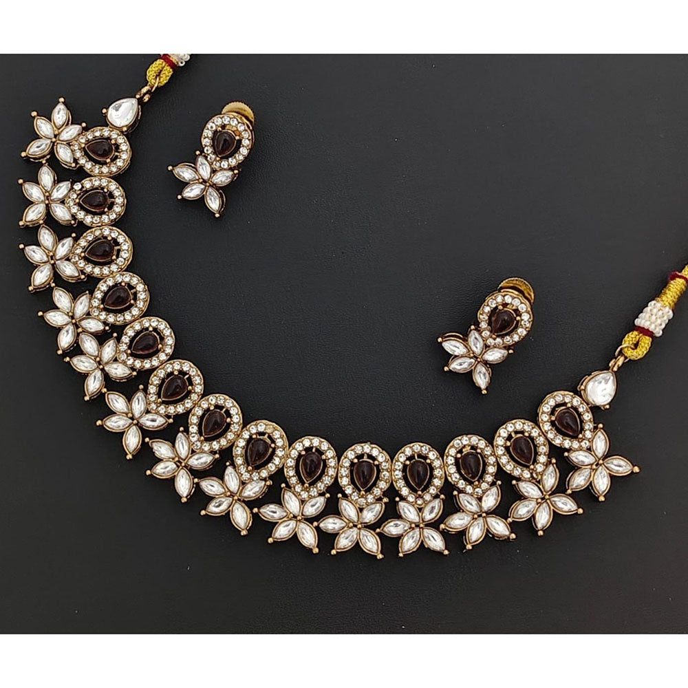 Kavita Art Premium Crystal And Pota Stone Designer Necklace Set