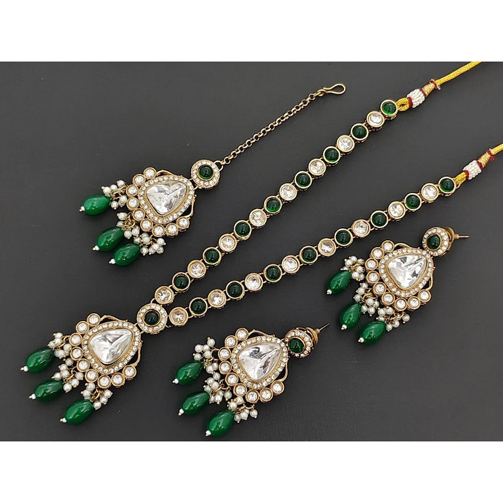 Kavita Art Premium Polki Kundan Stone Pearl And Beads Necklace Set