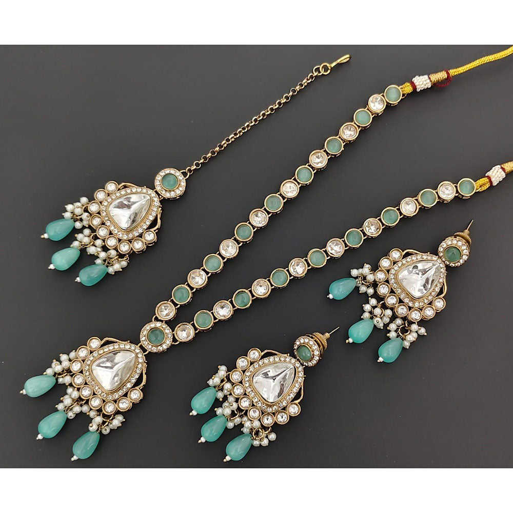 Kavita Art Premium Polki Kundan Stone Pearl And Beads Necklace Set