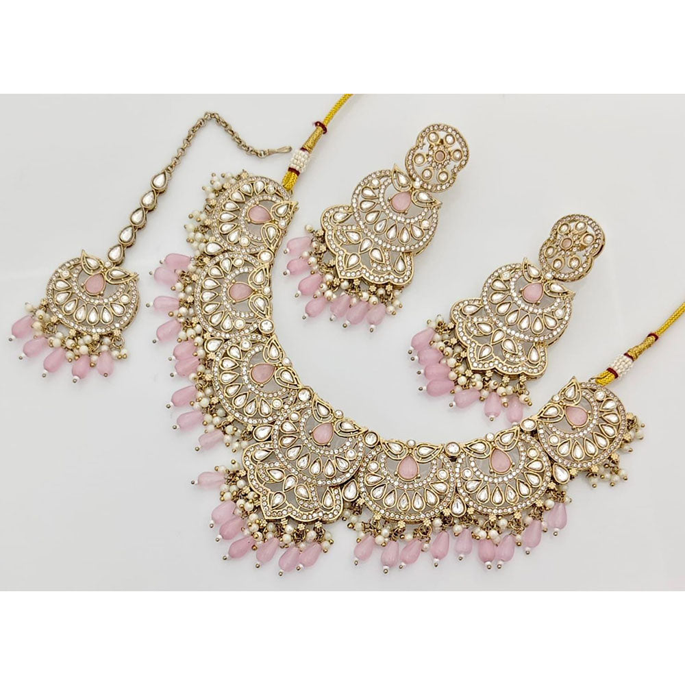 Kavita Art  Elegant Pota Stone Pearl And Beads Necklace Set