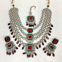 Kavita Art Royal Meenakari Pota Stone And Pearl Designer Necklace Set