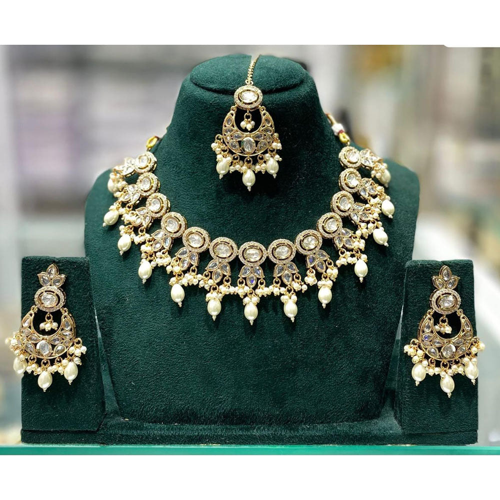 Kavita Art  Elegant Pota Stone And Pearl Necklace Set