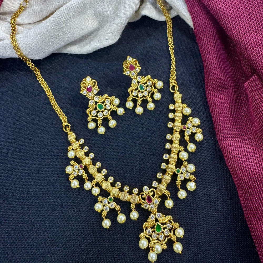 Kavita Art Royal Pota And Austrian Stone Pearl Statement Necklace Set