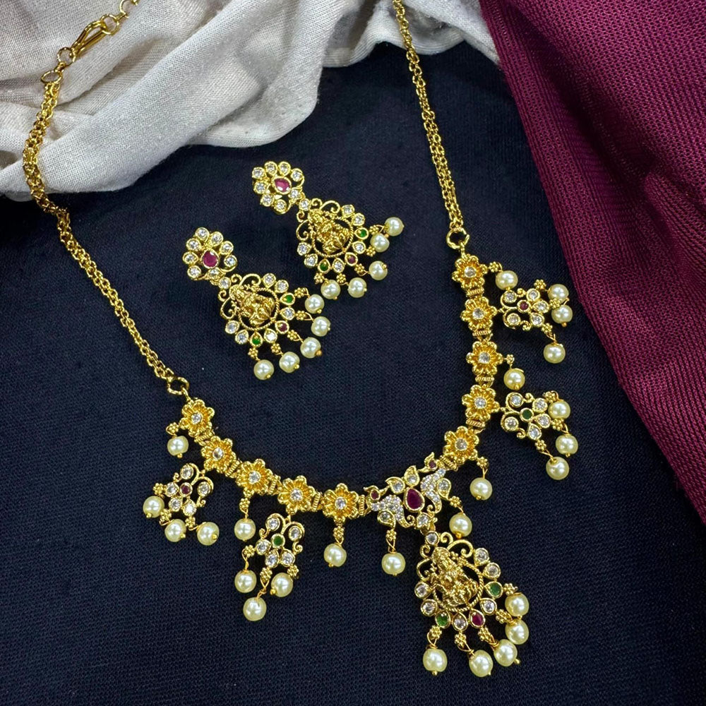 Kavita Art Royal Pota And Austrian Stone Pearl Statement Necklace Set