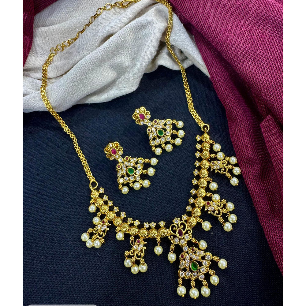 Kavita Art Royal Pota And Austrian Stone Pearl Statement Necklace Set
