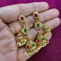 Kavita Art Designer Pota Austrian Stone And Pearl Jhumki Earrings
