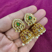 Kavita Art Designer Pota Austrian Stone And Pearl Jhumki Earrings