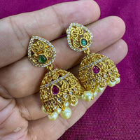 Kavita Art Designer Pota Austrian Stone And Pearl Jhumki Earrings