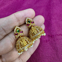 Kavita Art Designer Pota Austrian Stone And Pearl Jhumki Earrings