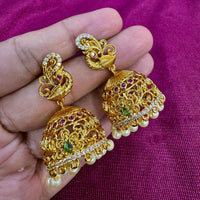 Kavita Art Designer Pota Austrian Stone And Pearl Jhumki Earrings