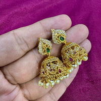 Kavita Art Designer Pota Austrian Stone And Pearl Jhumki Earrings