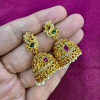 Kavita Art Designer Pota Austrian Stone And Pearl Jhumki Earrings