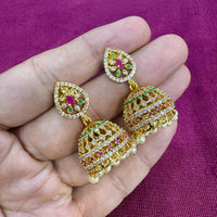 Kavita Art Designer Pota Austrian Stone And Pearl Jhumki Earrings