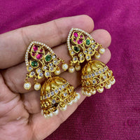 Kavita Art Designer Pota Austrian Stone And Pearl Jhumki Earrings
