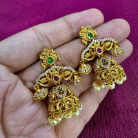 Kavita Art Designer Pota Austrian Stone And Pearl Jhumki Earrings