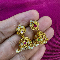 Kavita Art Designer Pota Austrian Stone And Pearl Jhumki Earrings
