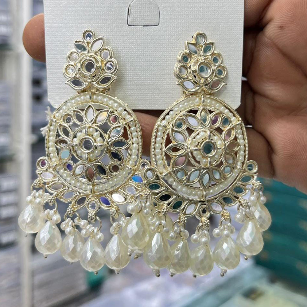 Kavita Art Royal Mirror Stone And Pearl Designer Earrings