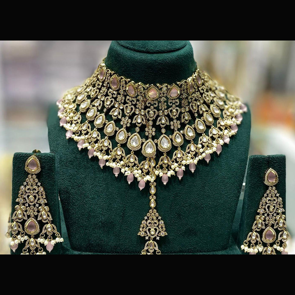 Kavita Art Royal Polki Kundan Stone And Pearl Choker Necklace Set