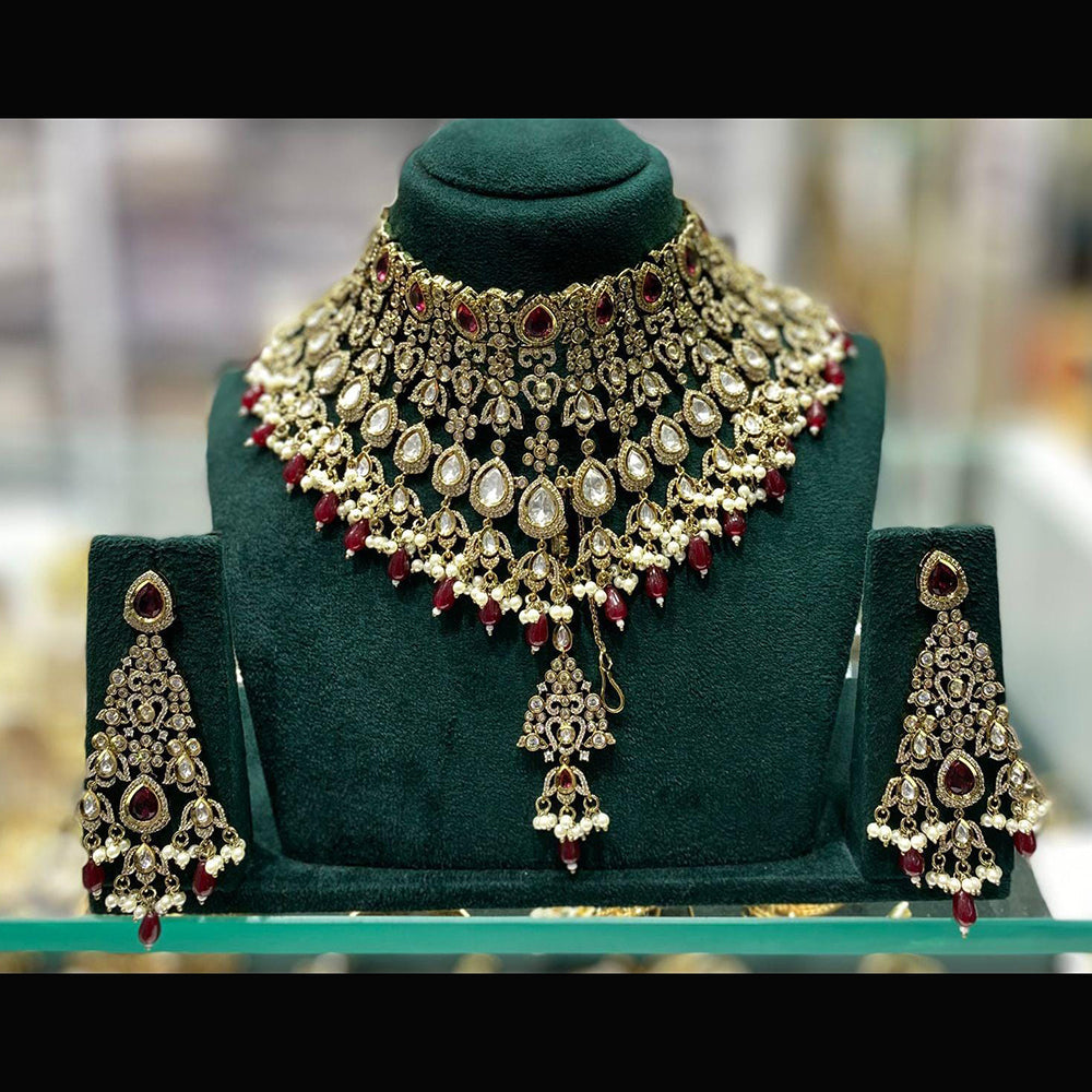 Kavita Art Royal Polki Kundan Stone And Pearl Choker Necklace Set