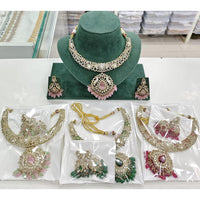 Kavita Art Sparkling American Diamond And Beads Statement Necklace Set