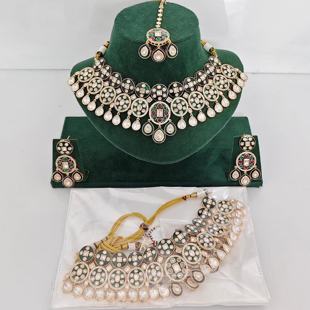 Kavita Art Pota And Polki Kundan Stone Choker Necklace Set