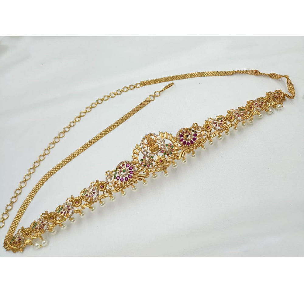 Kavita Art Premium Ethnic Pota Stone And Pearl Temple Kamarbandh