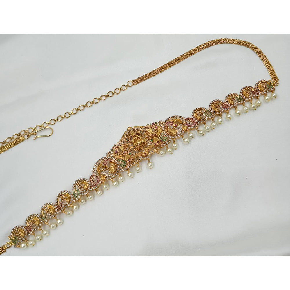 Kavita Art Premium Ethnic Pota Stone And Pearl Temple Kamarbandh