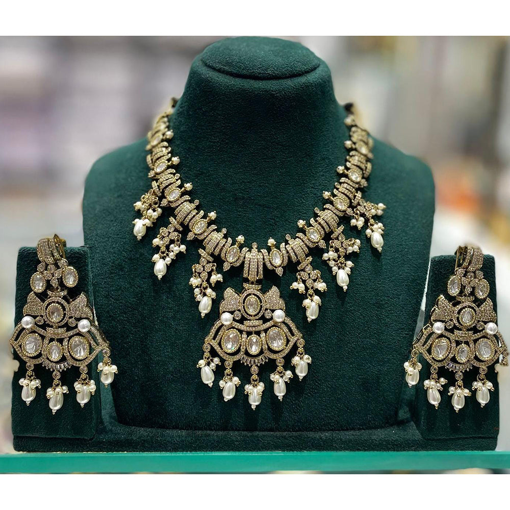 Kavita Art Premium Kundan Polki And Austrian Stone And Beads Necklace Set