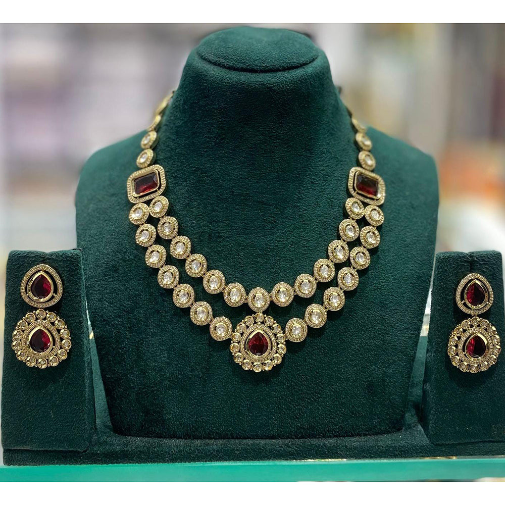 Kavita Art Premium Kundan Polki And Austrian Stone Necklace Set