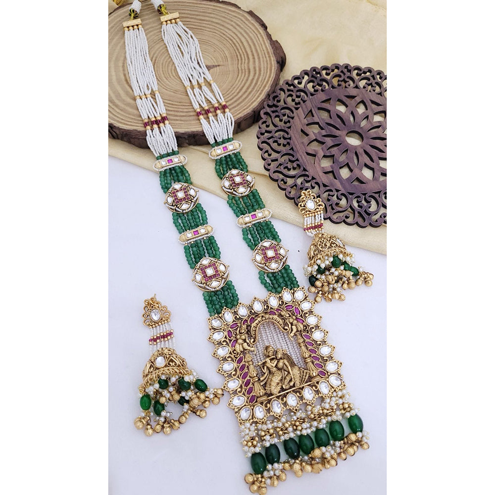 Kavita Art Heritage Pota Stone And Beads Temple Long Necklace Set