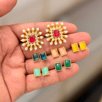 Kavita Art Stylish Interchangeable Color Pearl Stud Earrings