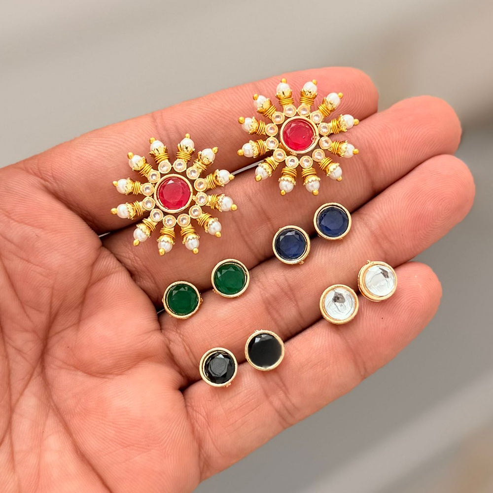 Kavita Art Stylish Interchangeable Color Pearl Stud Earrings