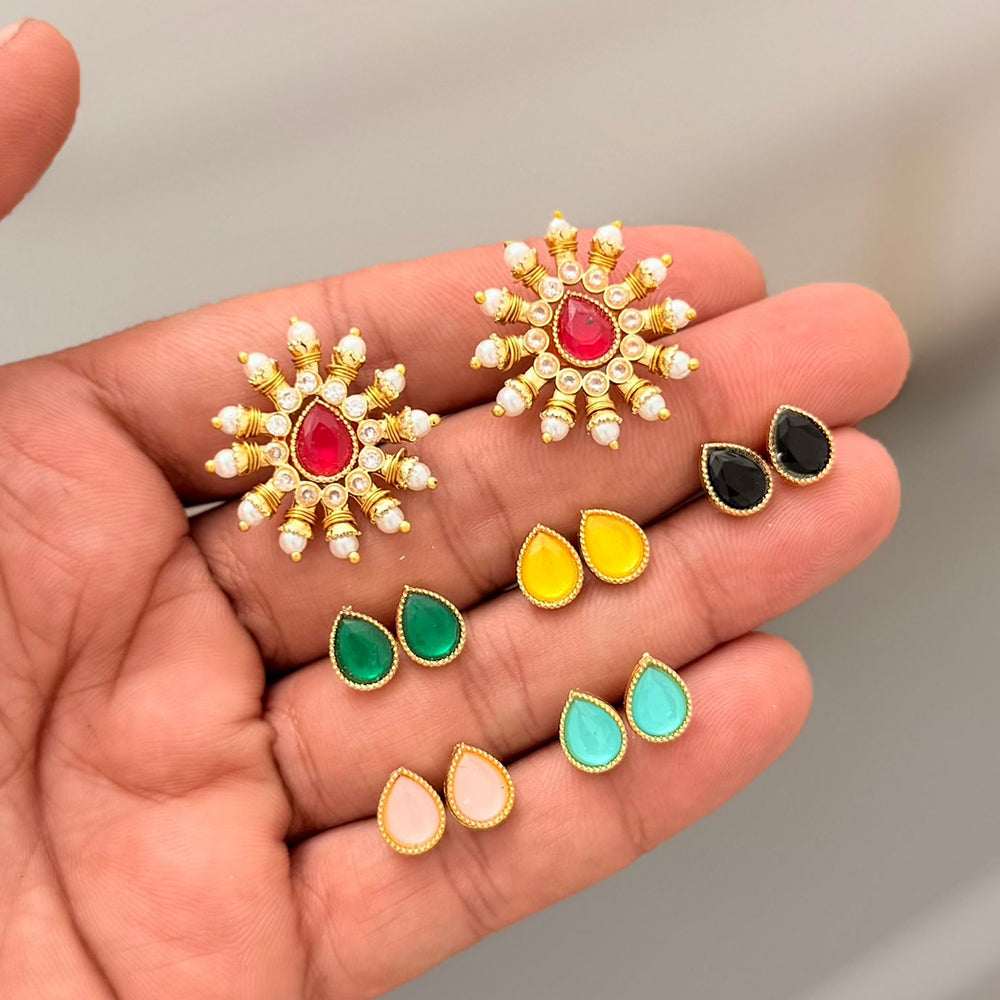 Kavita Art Stylish Interchangeable Color Pearl Stud Earrings