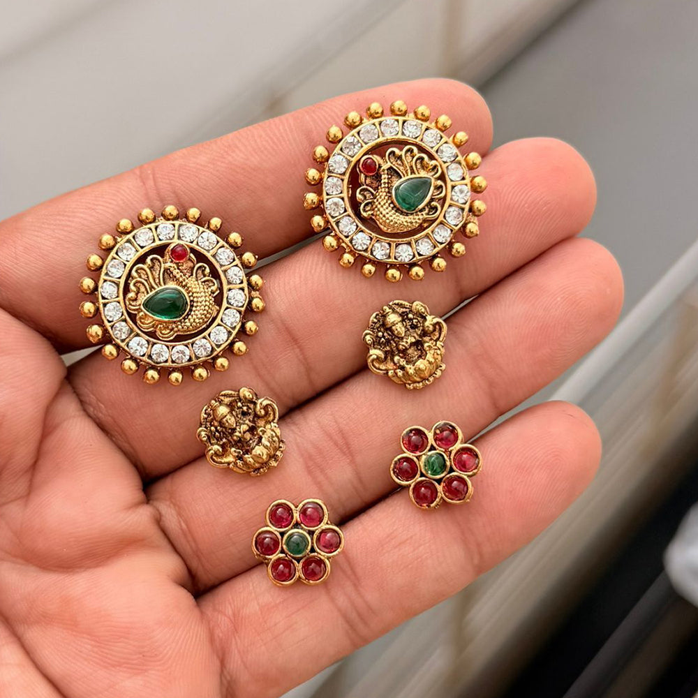 Kavita Art Assorted Design Changeable Stud Earrings Set for Women