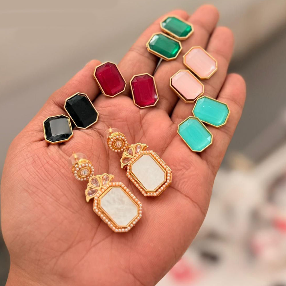 Kavita Art Stylish Interchangeable Colorful Crystal And Pearl Dangler Earrings