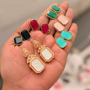 Kavita Art Stylish Interchangeable Colorful Crystal And Pearl Dangler Earrings