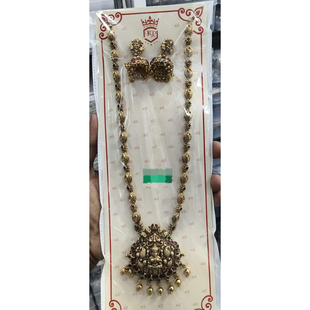 Kavita Art Classic Pota Stone And Beads Temple Long Necklace Set