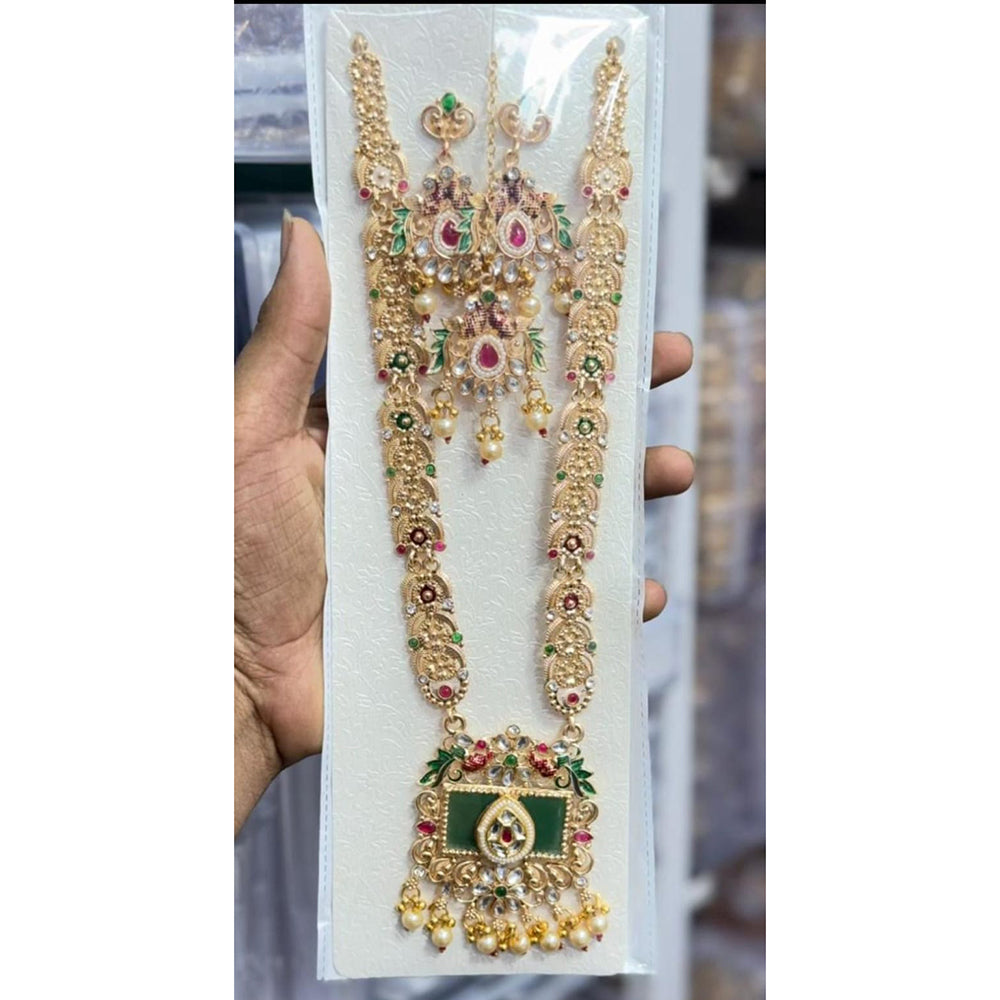 Kavita Art Classic Pota Stone And Beads Long Necklace Set