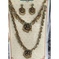Kavita Art Classic Pota Stone And Beads Temple Double Necklace Set 