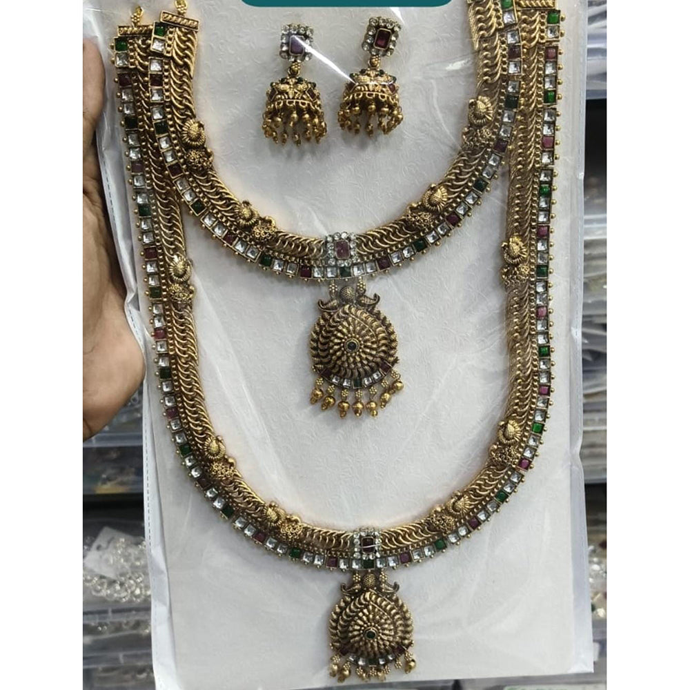 Kavita Art Classic Pota Stone And Beads Double Necklace Set