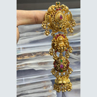 Kavita Art Designer Pota Stone And Temple Pearl Jhumki Earrings