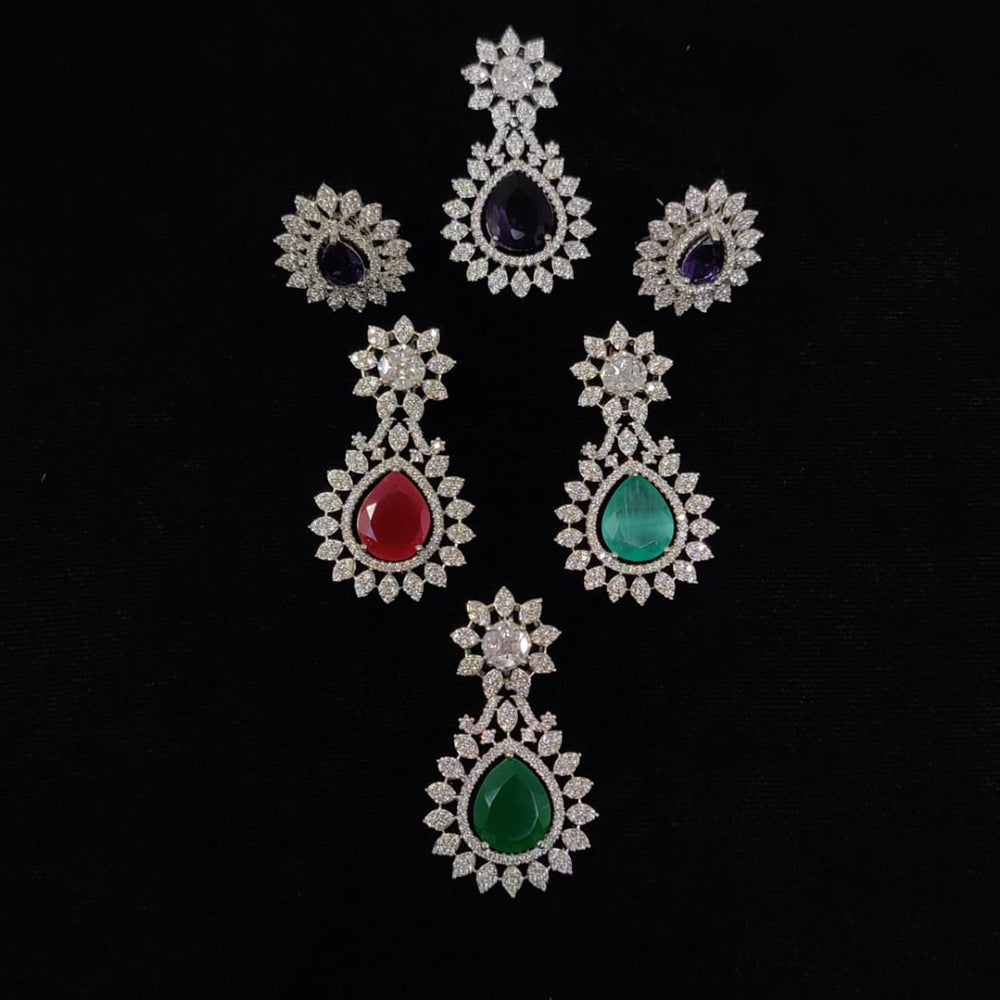 Kavita Art Classic American Daimond Stone Pendant Set