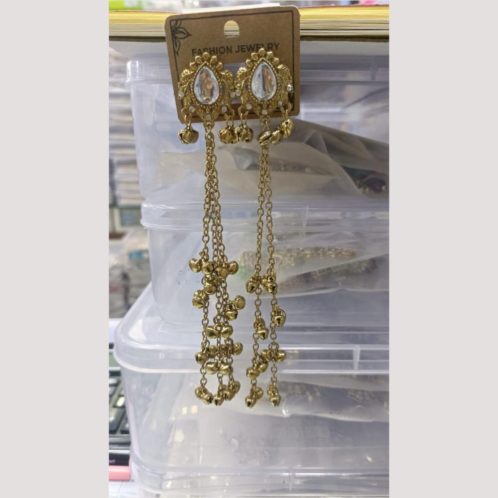 Kavita Arts Royal Pota Stone Kashmiri Ghungroo Dangler Earrings