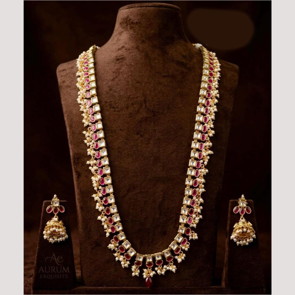Kavita Art Premium Polki Kundan Pota Stone And Beads Long Necklace Set