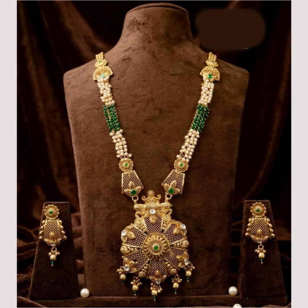 Kavita Art Royal Polki Kundan Pota Stone And Beads Long Necklace Set
