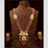 Kavita Art Premium Pota Stone And Beads Temple Long Necklace Set