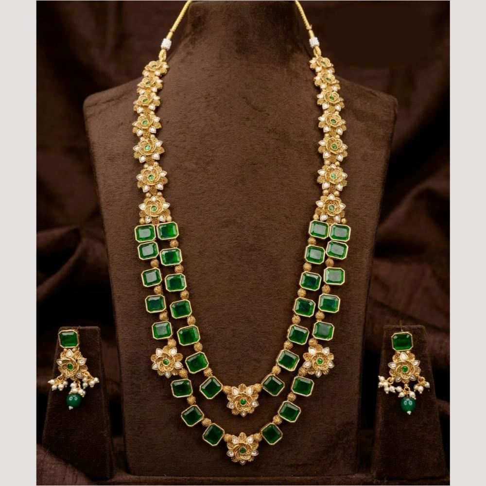 Kavita Art Luxury Pota Stone And Beads Long Necklace Set