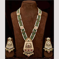 Kavita Art Premium  Pota Stone And Pearl Long Necklace Set