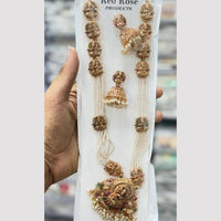 Kavita Art Premium  Pota Stone And Pearl Temple Long Necklace Set