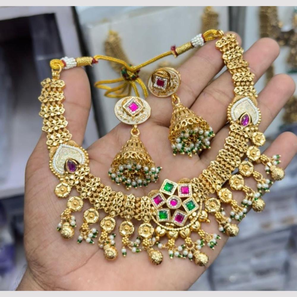 Kavita Art Premium  Pota Stone And Pearl Necklace Set